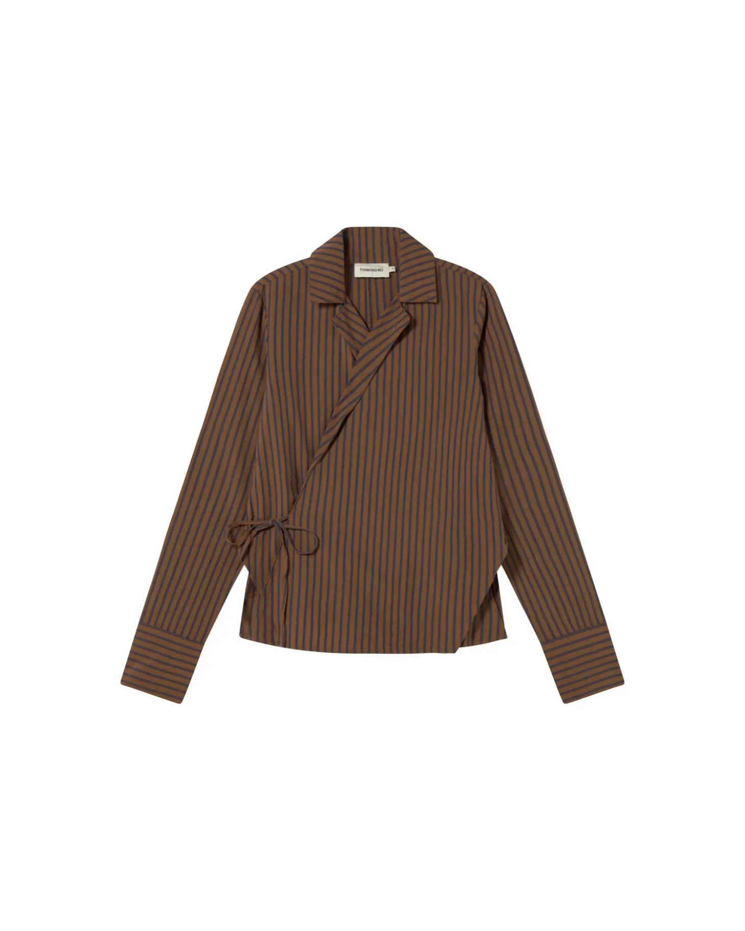 Blouse marron à rayures croisée Lenie