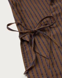 Blouse marron à rayures croisée Lenie