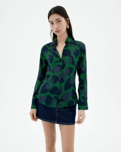 Blouse verte Ecovero leaf Katha