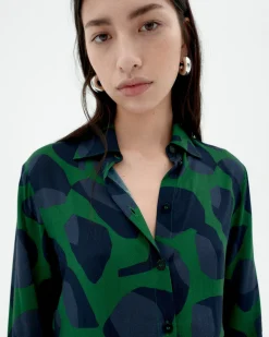 Blouse verte Ecovero leaf Katha