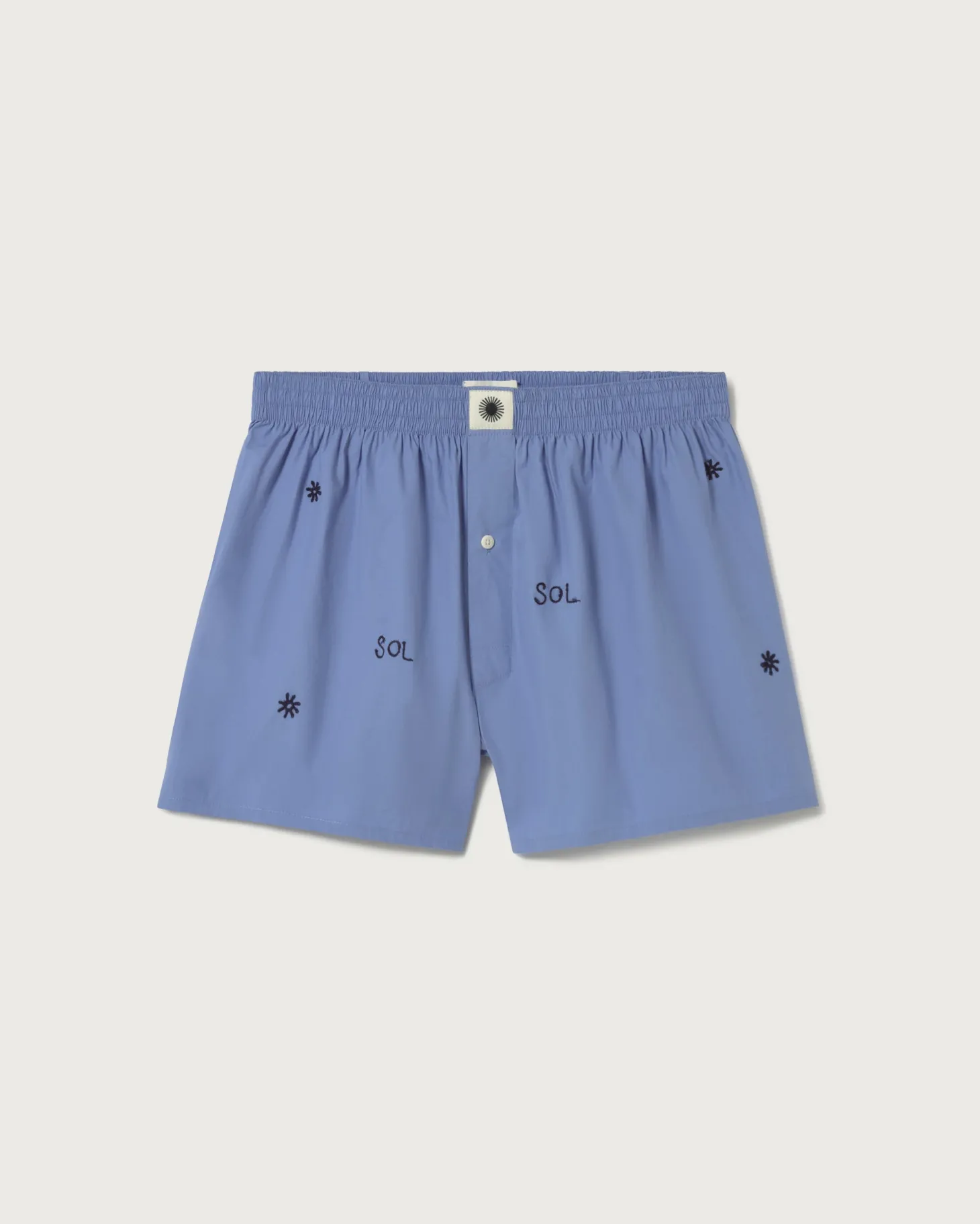 Boxers bleu brodé à la main
