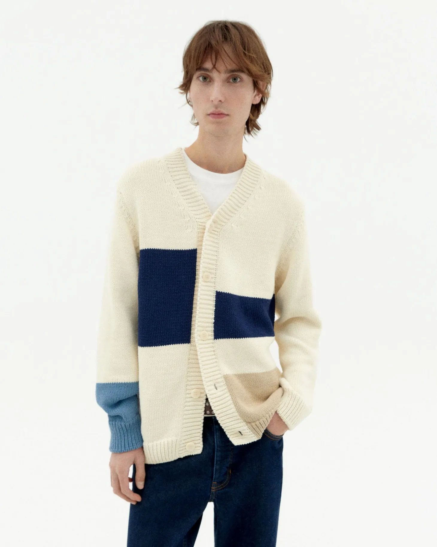 Cardigan écru en maille Nico