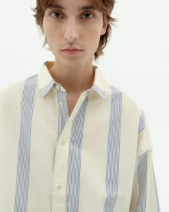 Chemise bleue à rayures poplin Jim