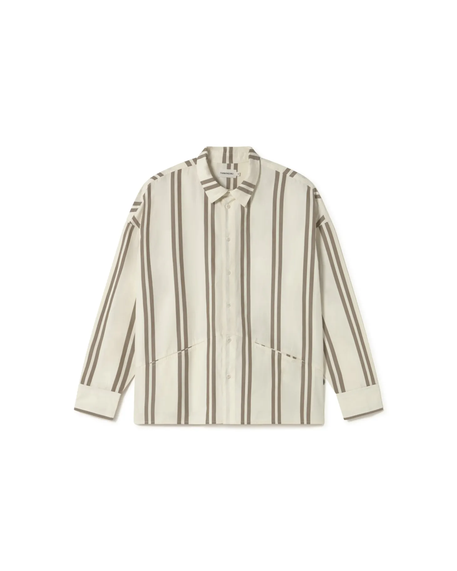 Chemise marron à rayures poplin Jim