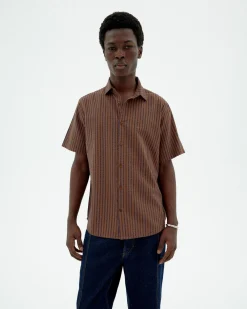 Chemise marron à rayures Tom