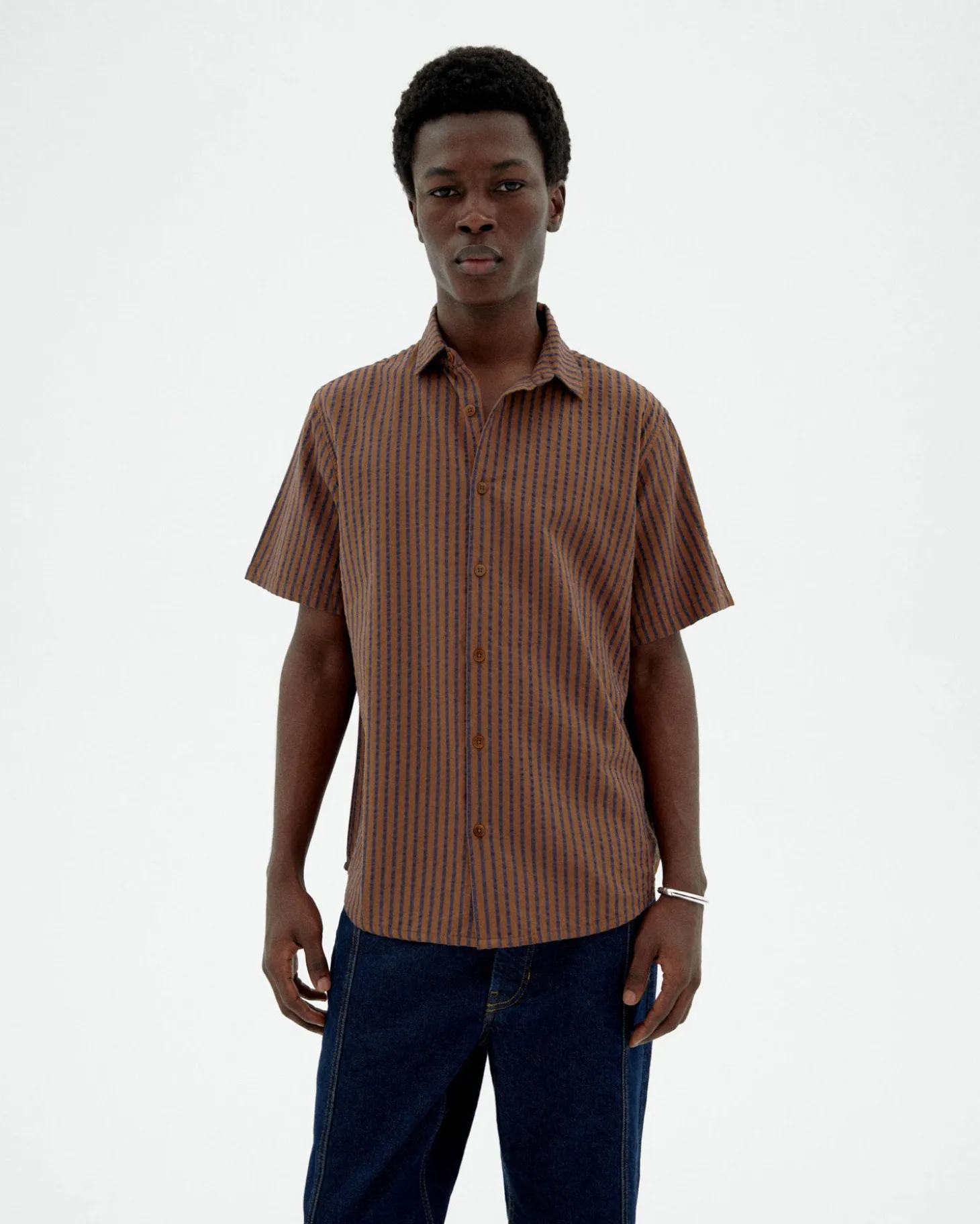 Chemise marron à rayures Tom