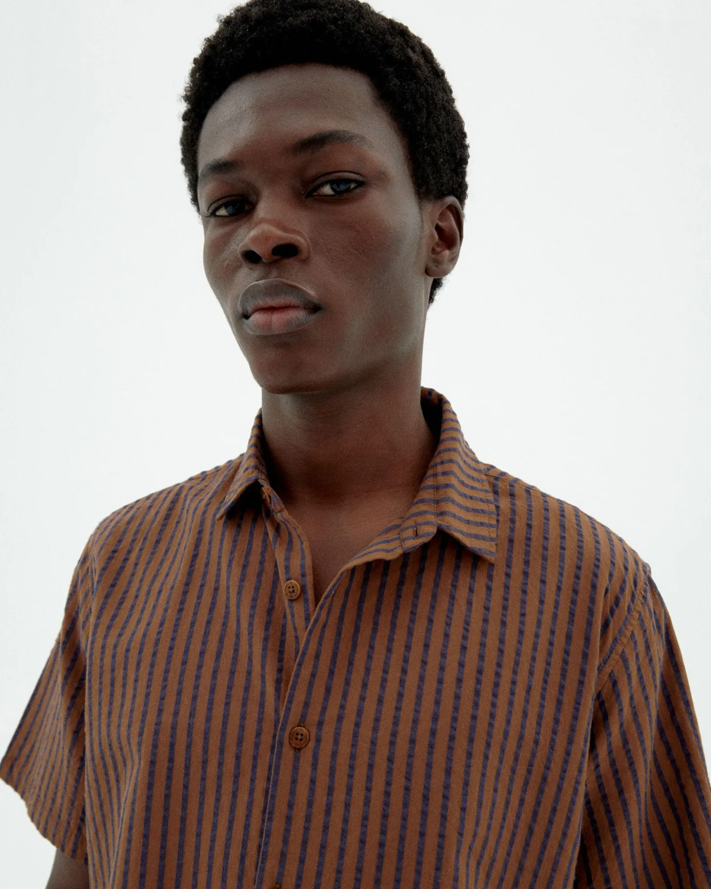 Chemise marron à rayures Tom