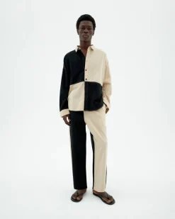 Chemise patched noir et blanc Haru