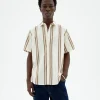 Chemise poplin à rayures brunes Tom