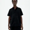 Chemise seersucker noire Tom