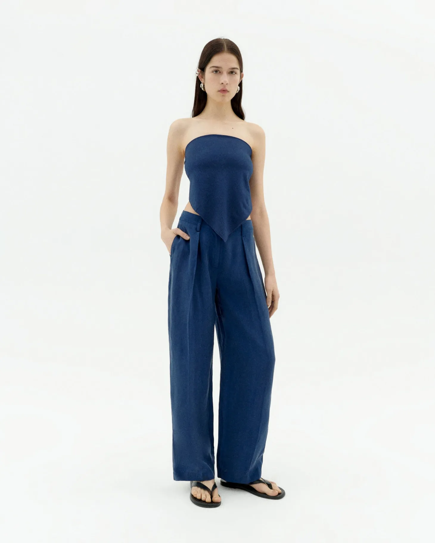 Pantalon bleu à plis décontractée Cupro Cirila