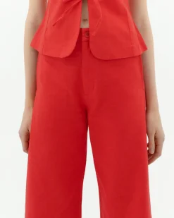 Pantalon rouge taille haute Karina