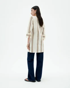Robe courte poplin à rayures Maria