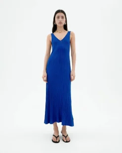 Robe longue bleue en maille Ecovero Sade