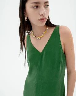 Robe longue verte Cupro Sade