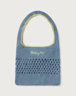 Sac bleu crocheté à la main
