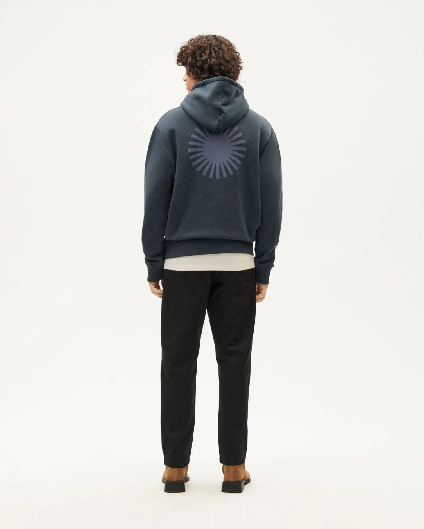 Sweat À Capuche graphite Simon soleil bleu au dos