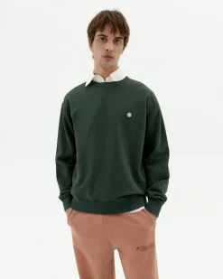 Sweat vert Leon soleil coral au dos