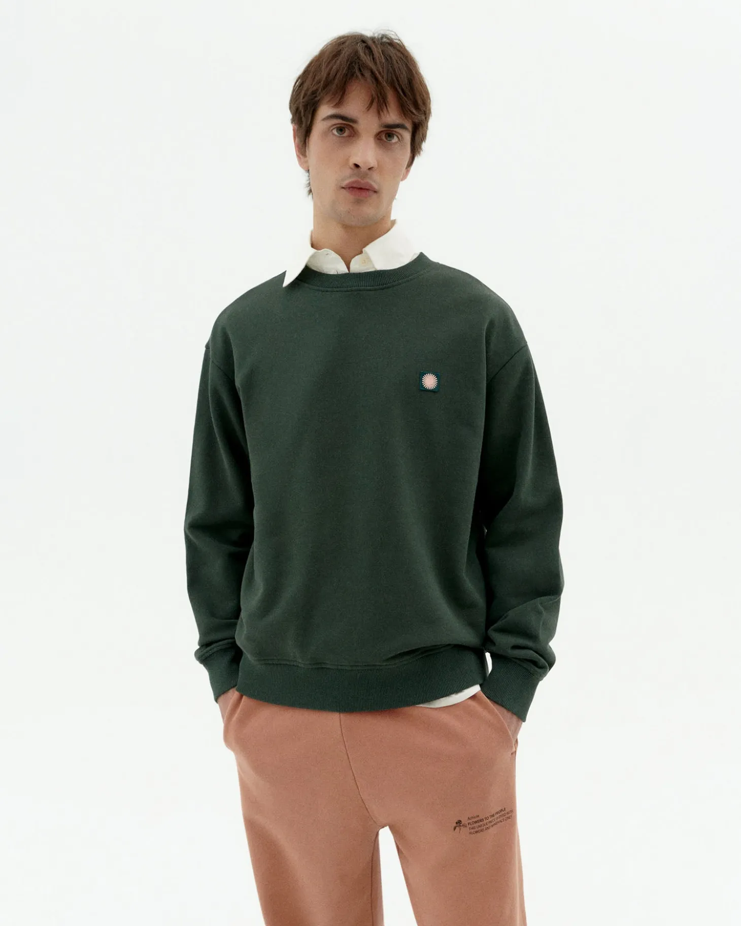 Sweat vert Leon soleil coral au dos