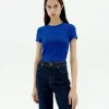 Top bleu en maille Ecovero Rue