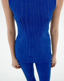 Top bleu en maille Ecovero Velita
