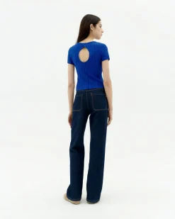 Top bleu en maille Ecovero Rue