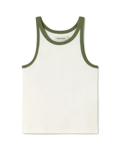 Top Halter blanc contraste vert Harriet