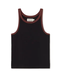 Top Halter noir contraste marron Harriet