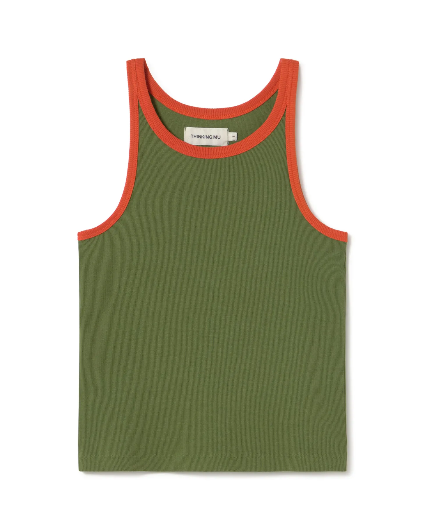Top Halter vert contraste orange Harriet