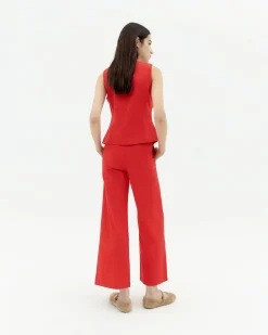 Top rouge à nœuds Elise