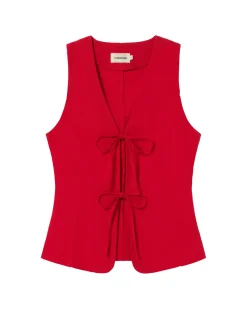 Top rouge à nœuds Elise