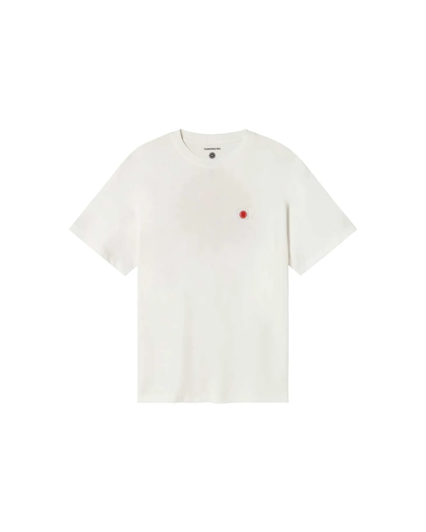 T-shirt blanc Aaron soleil rouge à dos