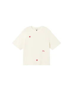 T-shirt blanc brodé à la main Lucia