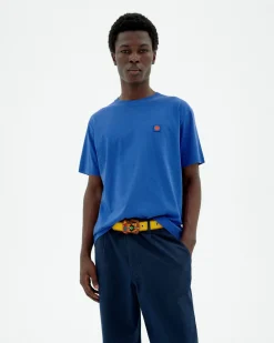 T-shirt bleu soleil marron au dos