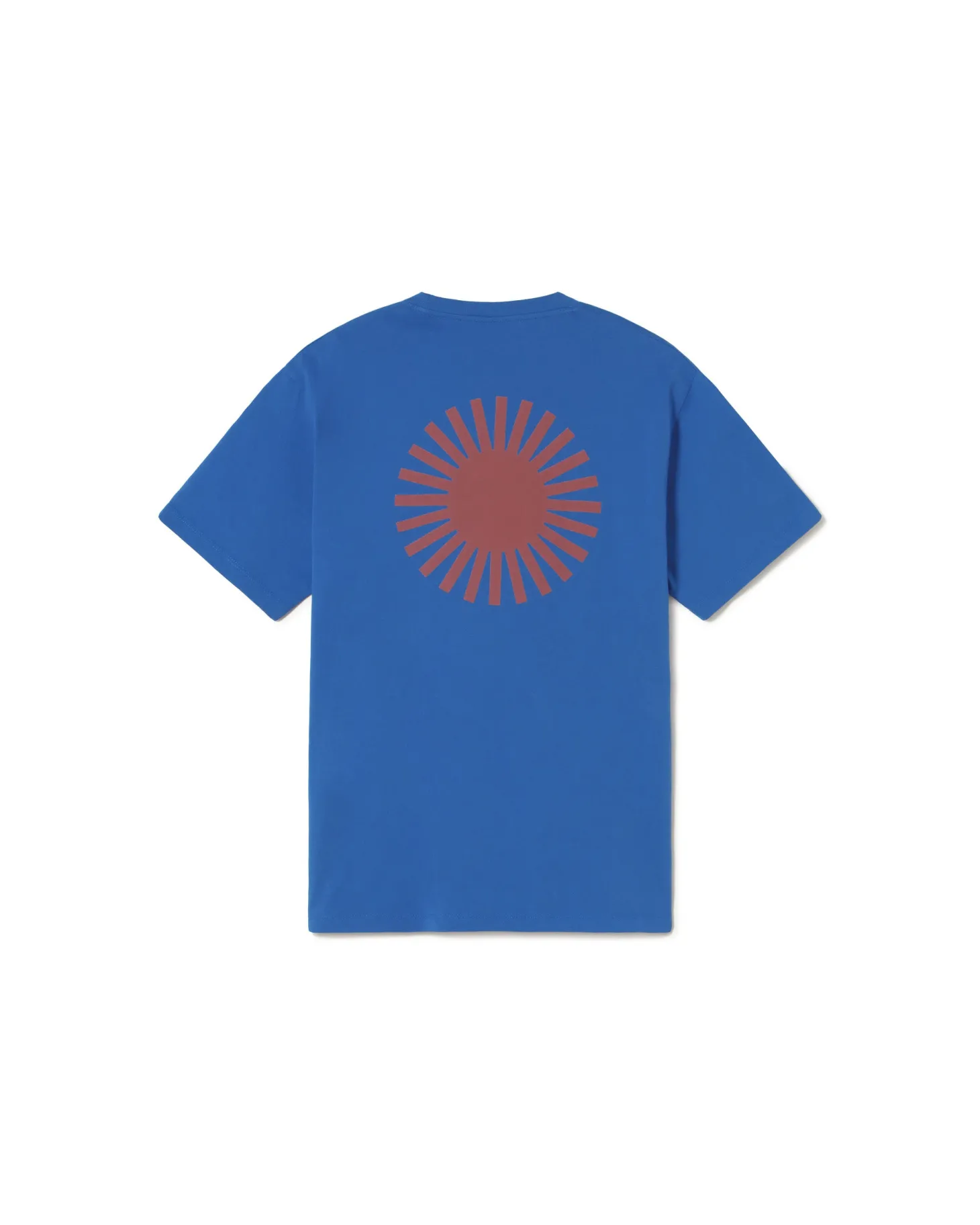 T-shirt bleu soleil marron au dos