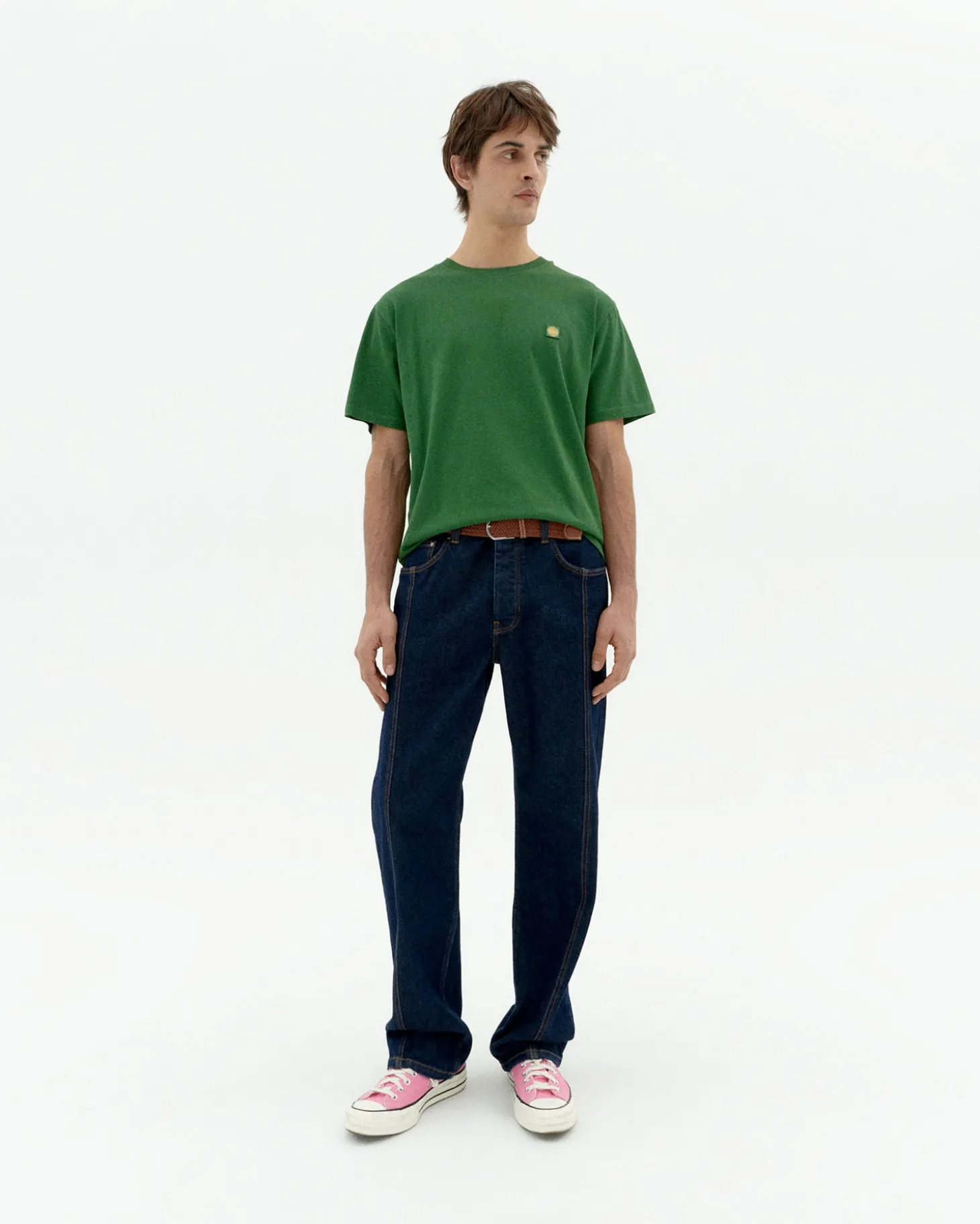T-shirt vert soleil jaune au dos