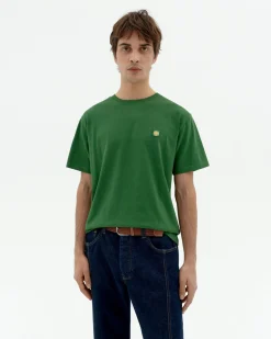 T-shirt vert soleil jaune au dos