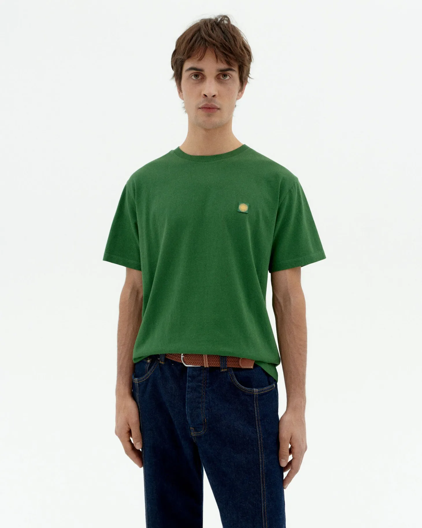 T-shirt vert soleil jaune au dos