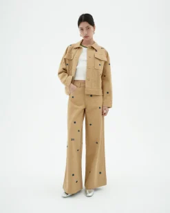 Veste camel brodée à la main Frans